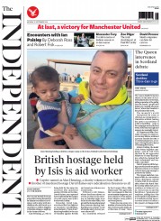 The Independent () Newspaper Front Page for 15 September 2014