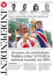The Independent () Newspaper Front Page for 15 September 2016