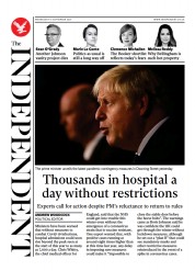 The Independent () Newspaper Front Page for 15 September 2021