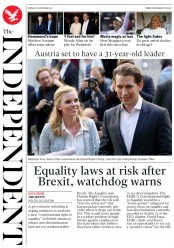 The Independent () Newspaper Front Page for 16 October 2017
