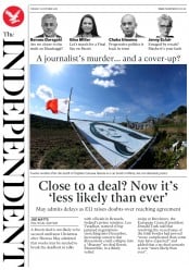The Independent () Newspaper Front Page for 16 October 2018