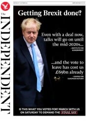 The Independent () Newspaper Front Page for 16 October 2019