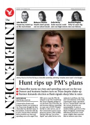 The Independent () Newspaper Front Page for 16 October 2022