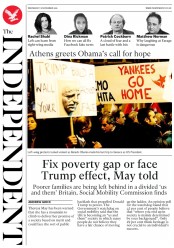 The Independent () Newspaper Front Page for 16 November 2016