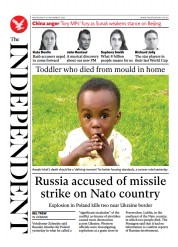 The Independent () Newspaper Front Page for 16 November 2022