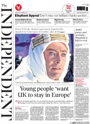 The Independent () Newspaper Front Page for 16 December 2013