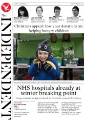 The Independent () Newspaper Front Page for 16 December 2017