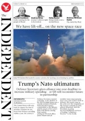 The Independent () Newspaper Front Page for 16 February 2017