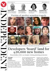 The Independent () Newspaper Front Page for 16 February 2018