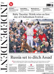 The Independent () Newspaper Front Page for 16 March 2016