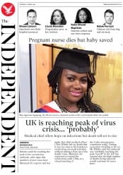 The Independent () Newspaper Front Page for 16 April 2020