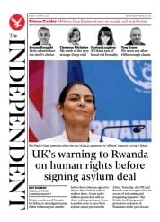 The Independent () Newspaper Front Page for 16 April 2022