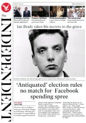The Independent () Newspaper Front Page for 16 May 2017