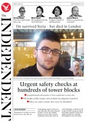 The Independent () Newspaper Front Page for 16 June 2017