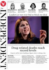 The Independent () Newspaper Front Page for 16 August 2019