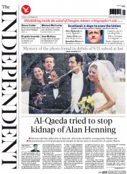 The Independent () Newspaper Front Page for 16 September 2014