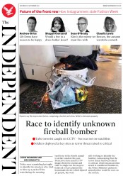 The Independent () Newspaper Front Page for 16 September 2017
