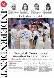 The Independent () Newspaper Front Page for 16 September 2019