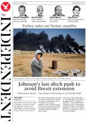 The Independent () Newspaper Front Page for 17 October 2019