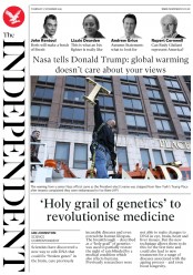 The Independent () Newspaper Front Page for 17 November 2016