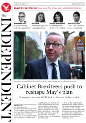 The Independent () Newspaper Front Page for 17 November 2018