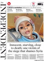 The Independent () Newspaper Front Page for 17 January 2014