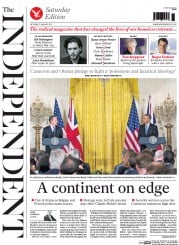 The Independent () Newspaper Front Page for 17 January 2015