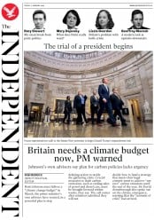 The Independent () Newspaper Front Page for 17 January 2020