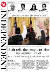 The Independent () Newspaper Front Page for 17 February 2017