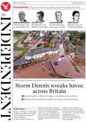 The Independent () Newspaper Front Page for 17 February 2020