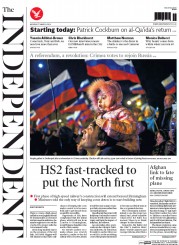 The Independent () Newspaper Front Page for 17 March 2014