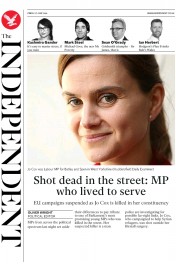 The Independent () Newspaper Front Page for 17 June 2016
