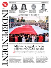 The Independent () Newspaper Front Page for 17 August 2020