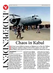 The Independent () Newspaper Front Page for 17 August 2021