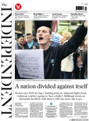 The Independent () Newspaper Front Page for 17 September 2014