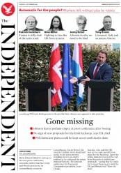 The Independent () Newspaper Front Page for 17 September 2019