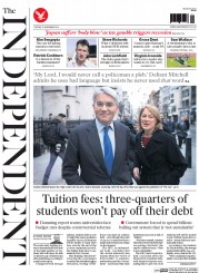 The Independent () Newspaper Front Page for 18 November 2014