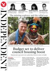 The Independent () Newspaper Front Page for 18 November 2017