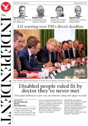 The Independent () Newspaper Front Page for 18 December 2019