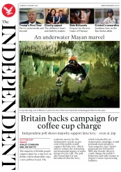 The Independent () Newspaper Front Page for 18 January 2018