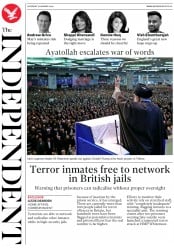 The Independent () Newspaper Front Page for 18 January 2020