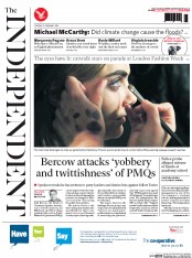 The Independent () Newspaper Front Page for 18 February 2014