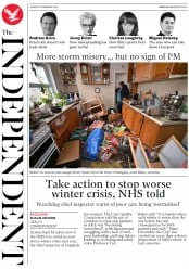 The Independent () Newspaper Front Page for 18 February 2020