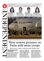 The Independent () Newspaper Front Page for 18 February 2022