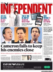 The Independent () Newspaper Front Page for 18 March 2013