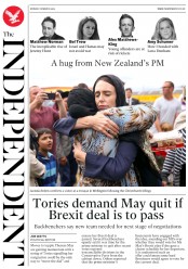 The Independent () Newspaper Front Page for 18 March 2019