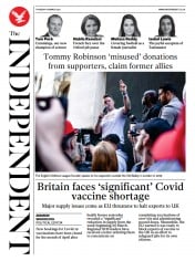 The Independent () Newspaper Front Page for 18 March 2021