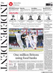 The Independent () Newspaper Front Page for 18 April 2015