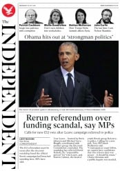 The Independent () Newspaper Front Page for 18 July 2018