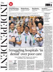 The Independent () Newspaper Front Page for 18 August 2014